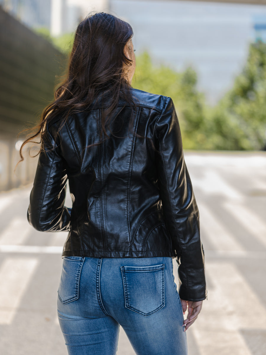 REINA BLACK LEATHER JACKET