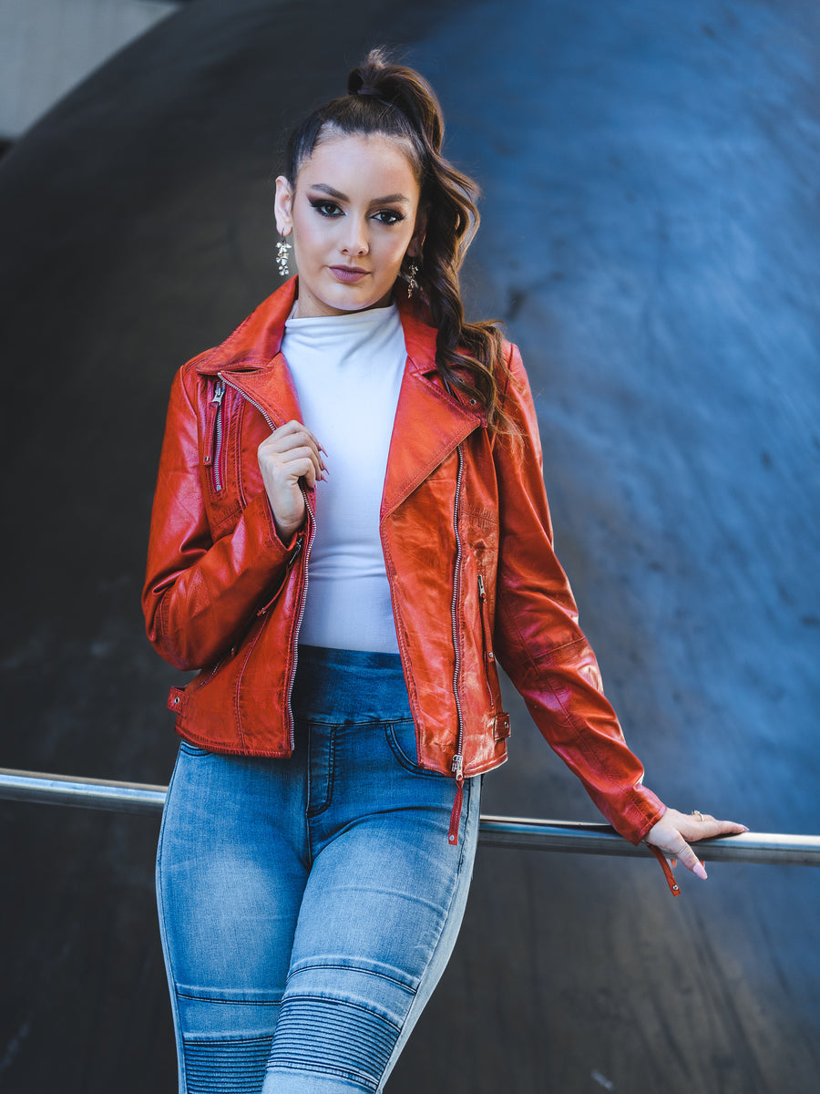 WILLA RED LEATHER JACKET