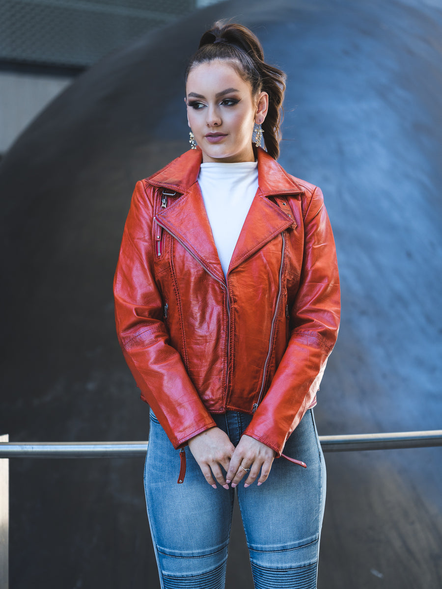 WILLA RED LEATHER JACKET