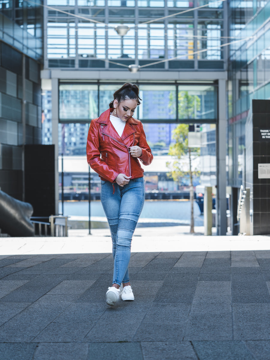 WILLA RED LEATHER JACKET