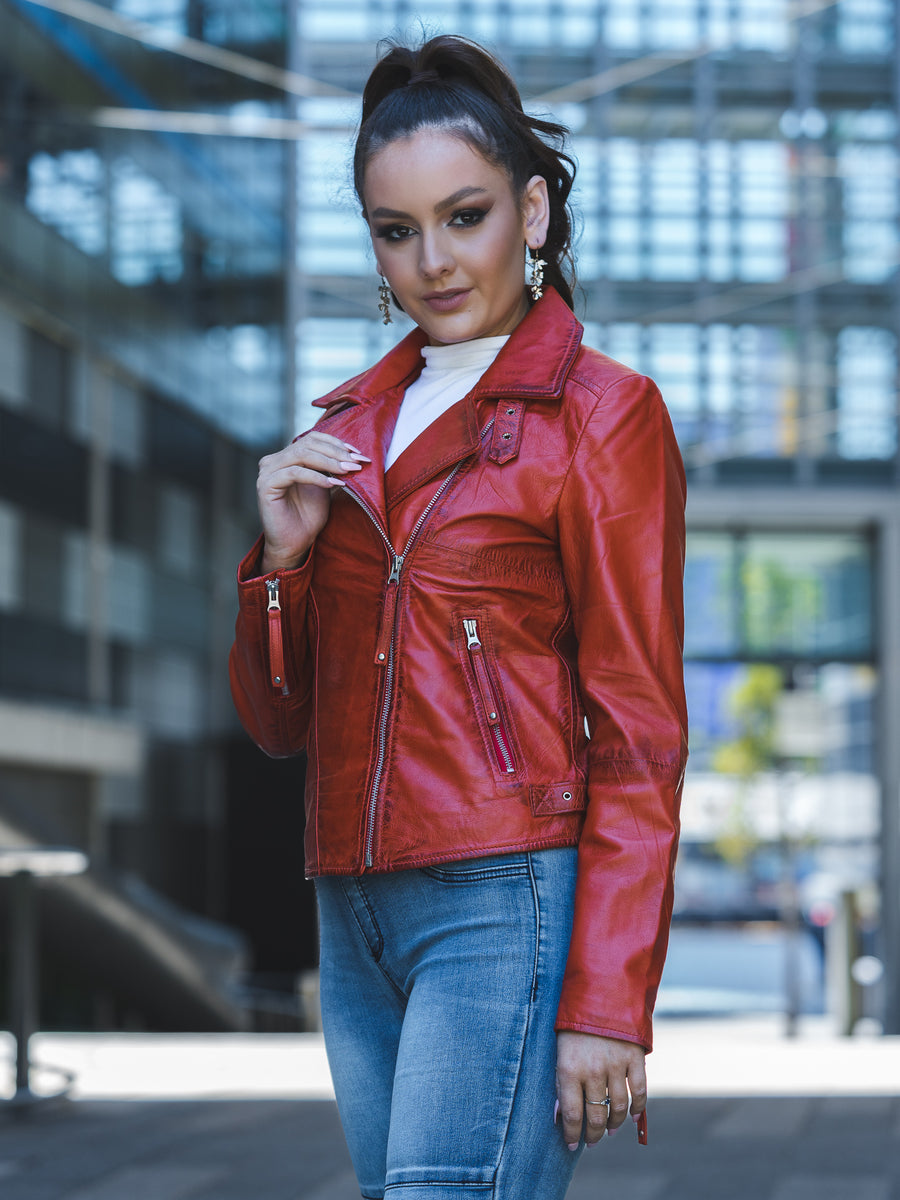 WILLA RED LEATHER JACKET