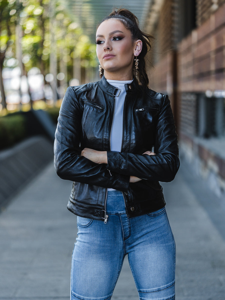 HAZEL BLACK LEATHER JACKET