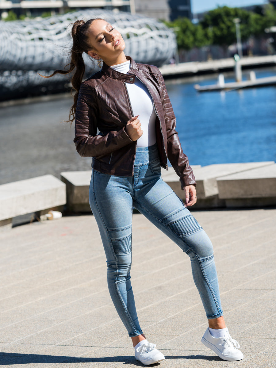 FAY BROWN LEATHER JACKET