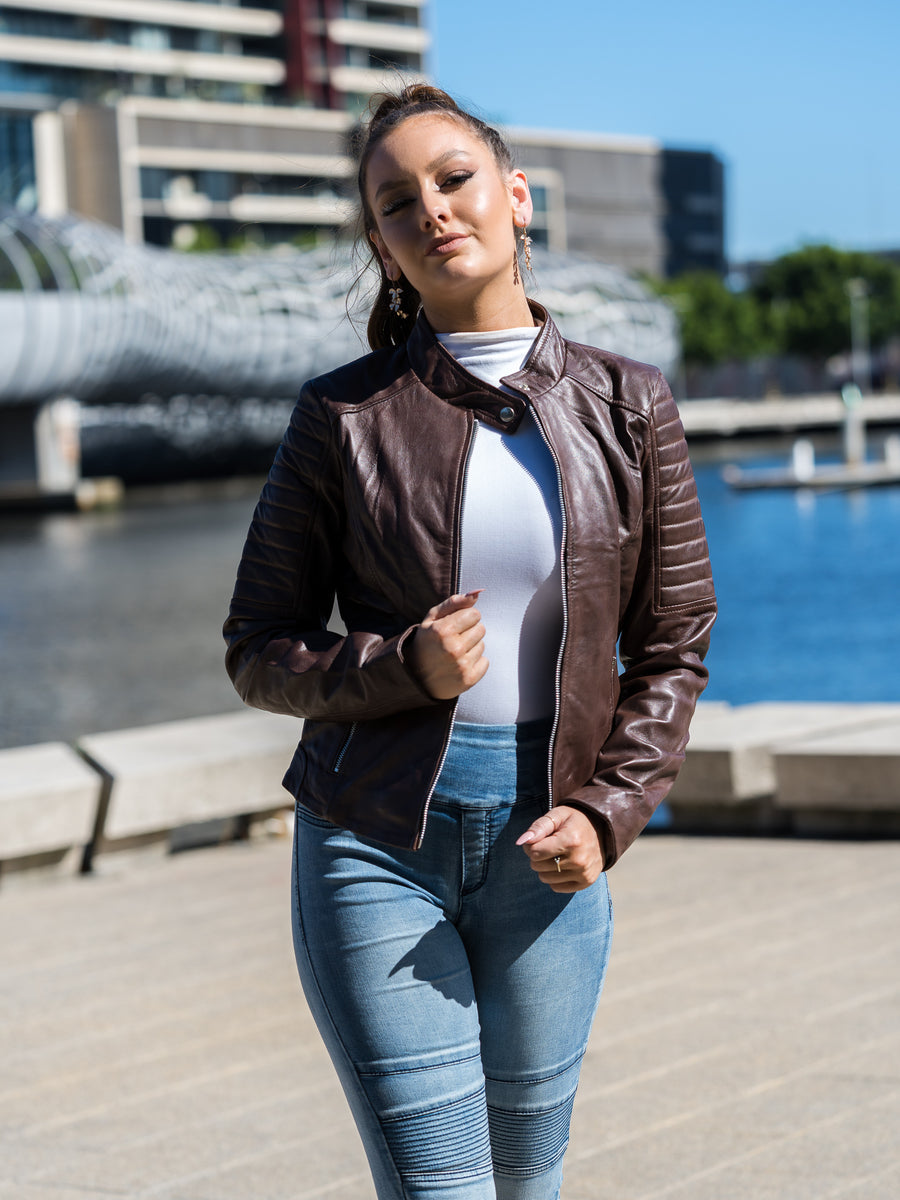 FAY BROWN LEATHER JACKET