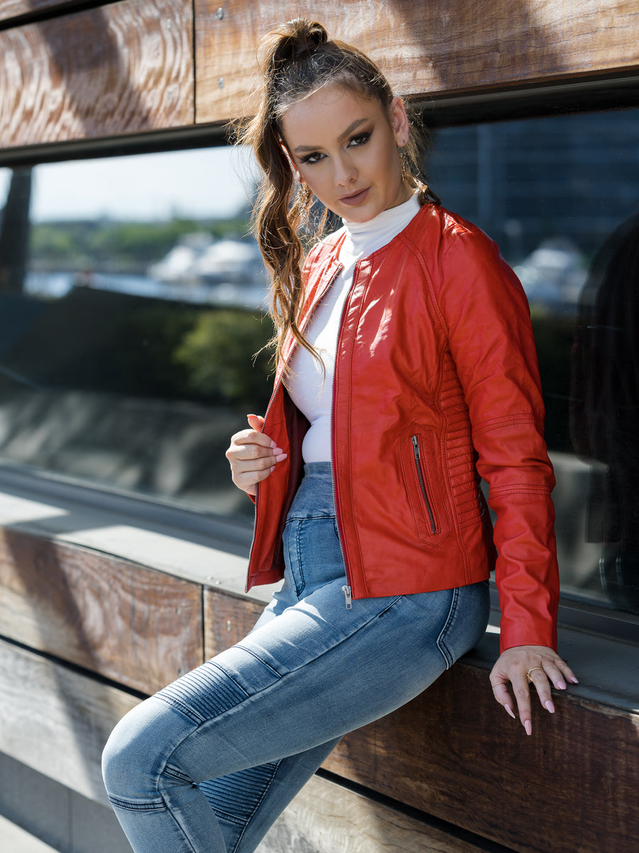 JUNIPER ORANGE LEATHER JACKET