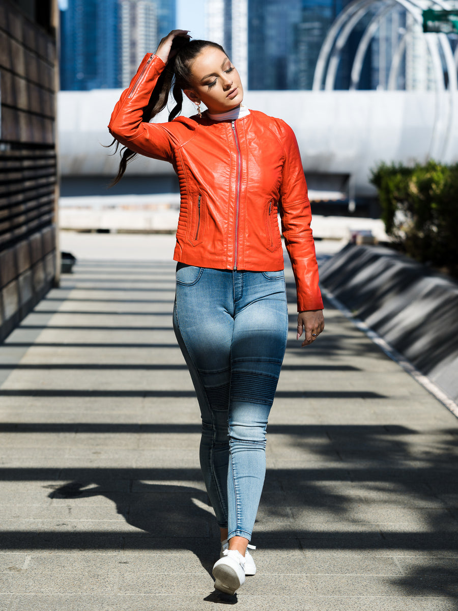 JUNIPER ORANGE LEATHER JACKET