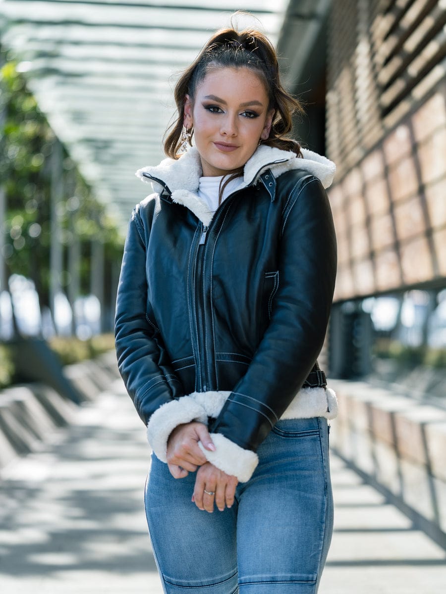 RIA HOODED SHEEPSKIN JACKET