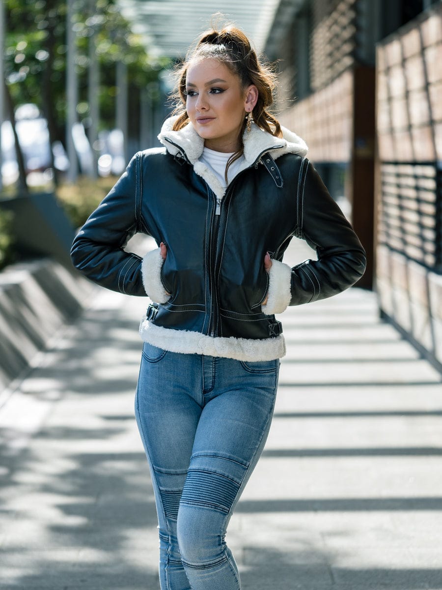 RIA HOODED SHEEPSKIN JACKET