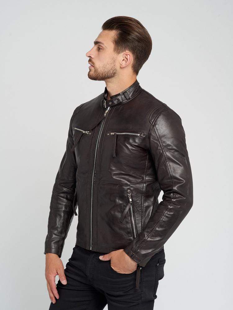 DEAN DARK BROWN LEATHER JACKET