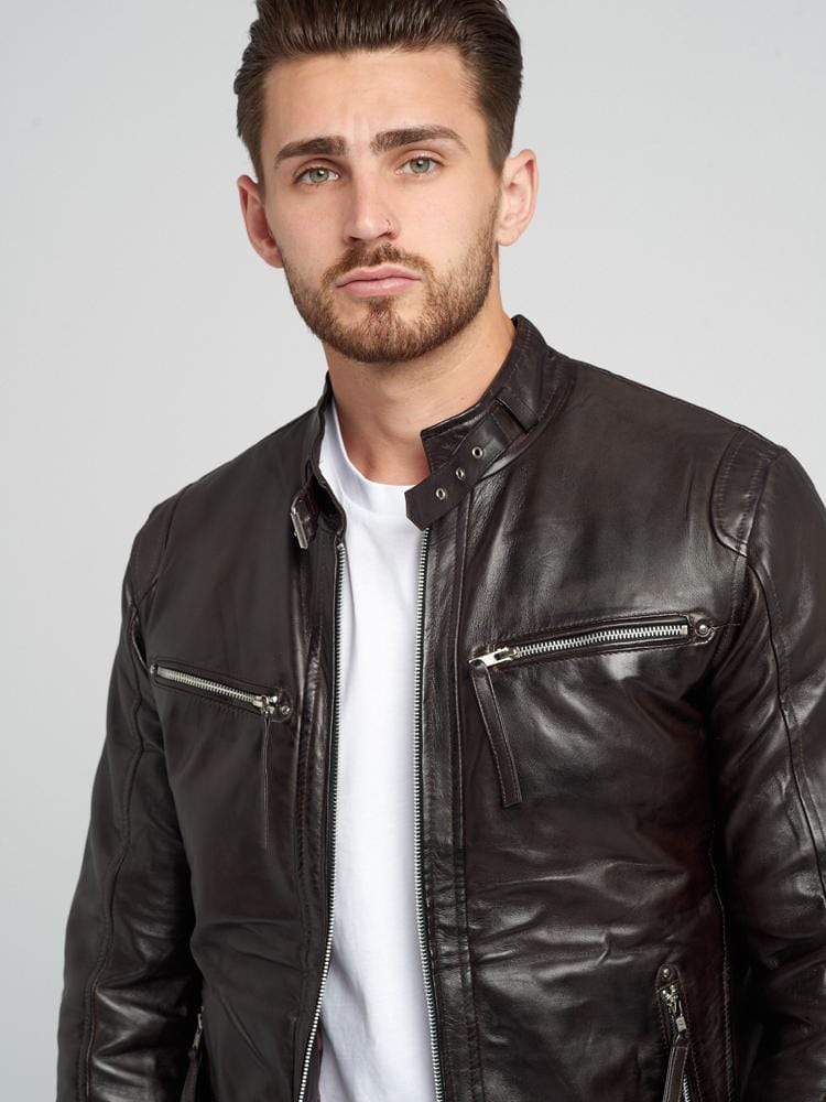 DEAN DARK BROWN LEATHER JACKET