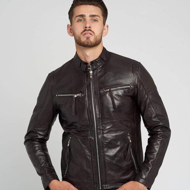 DEAN DARK BROWN LEATHER JACKET