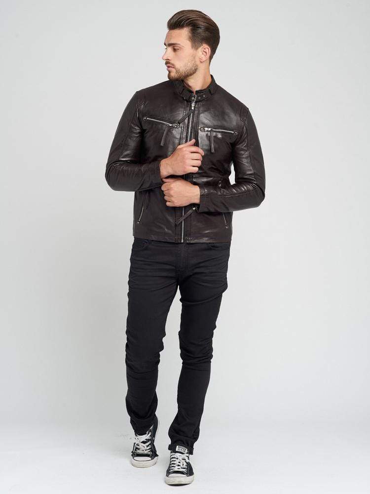 DEAN DARK BROWN LEATHER JACKET