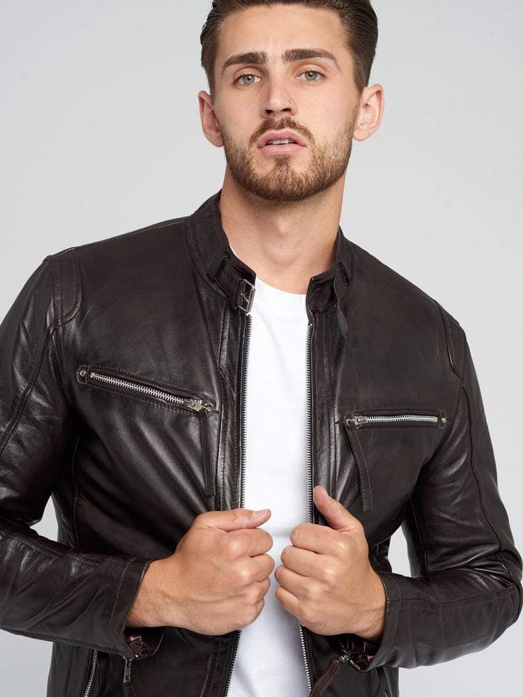 DEAN DARK BROWN LEATHER JACKET