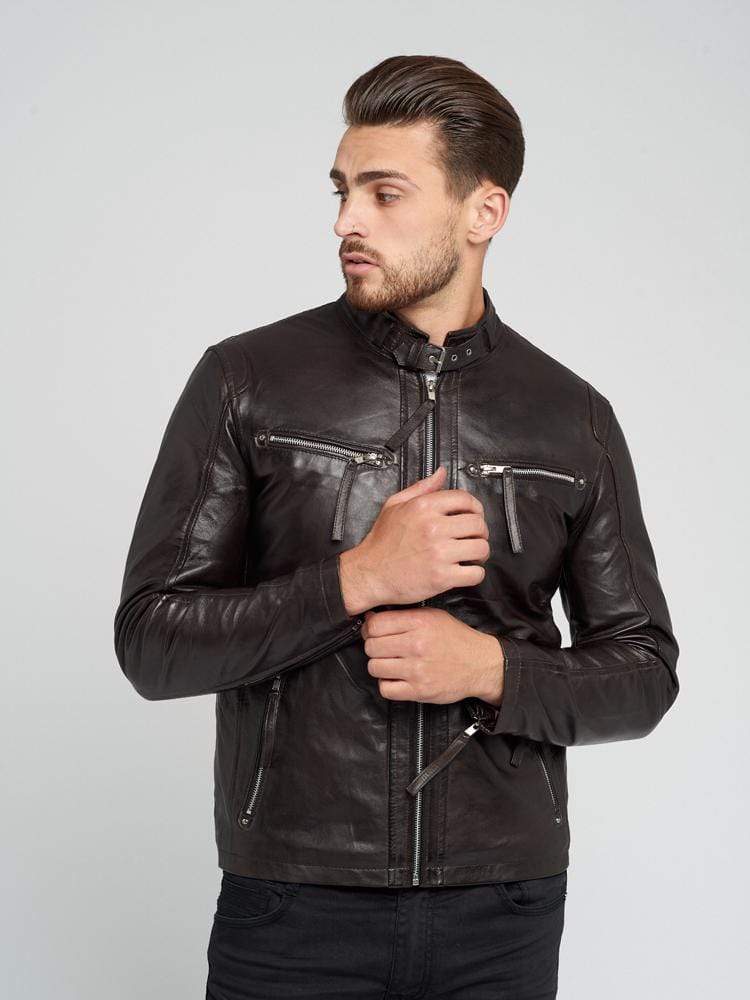 DEAN DARK BROWN LEATHER JACKET