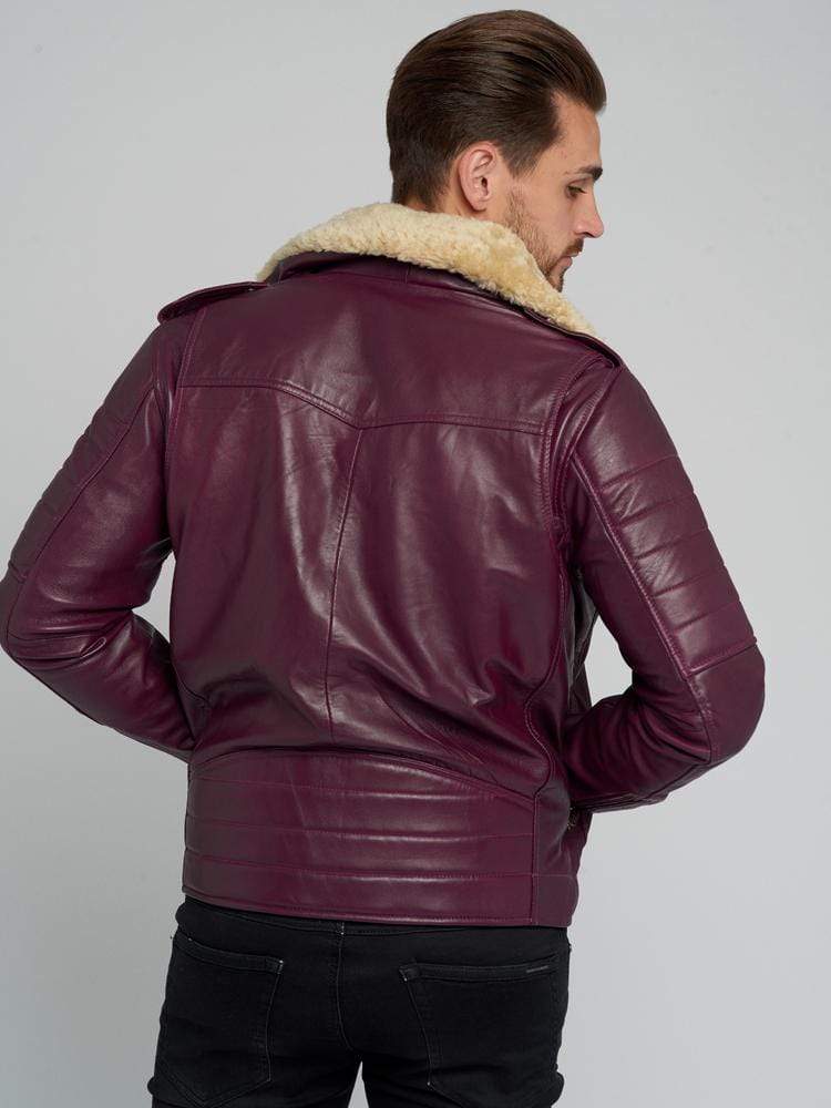 JOSE BROWN FUR COLLARED LEATHER JACKET