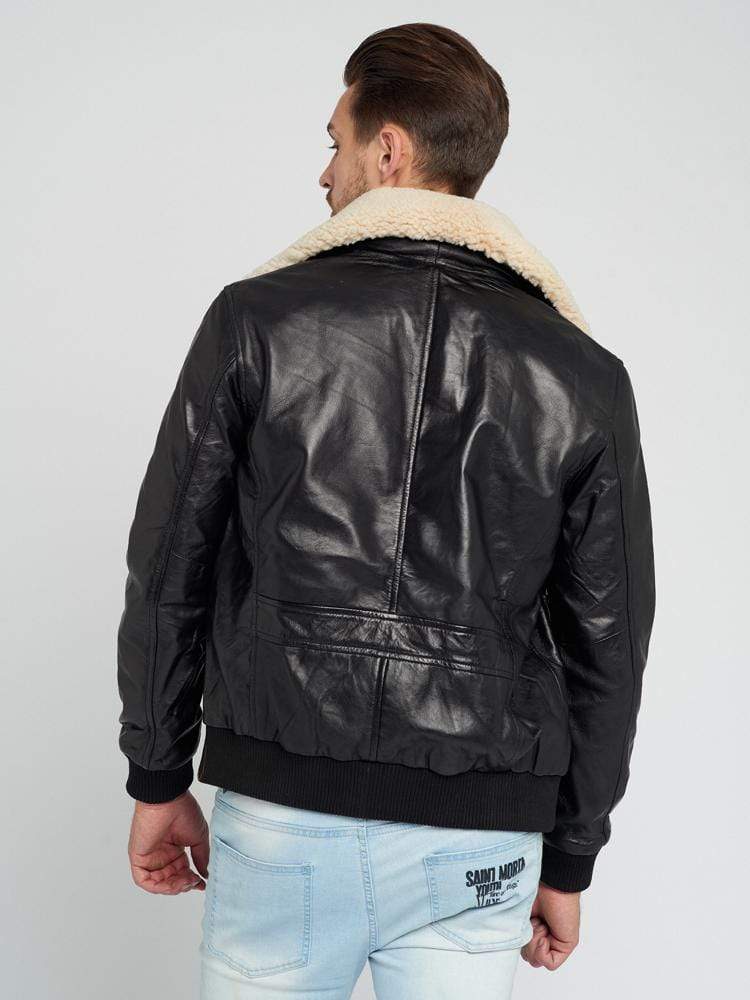 LEVI FUR COLLARED LEATHER JACKET