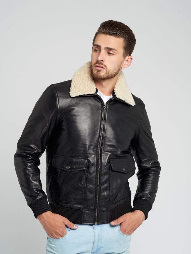 LEVI FUR COLLARED LEATHER JACKET