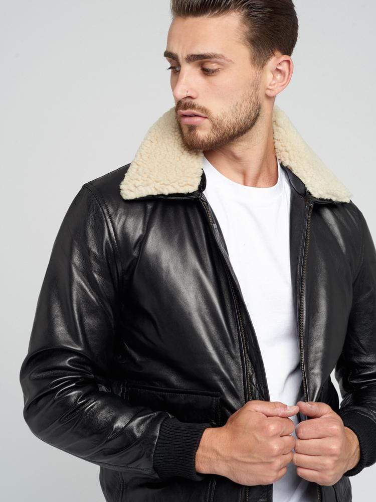 LEVI FUR COLLARED LEATHER JACKET