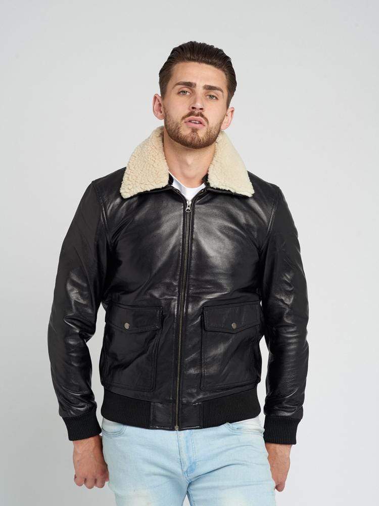 LEVI FUR COLLARED LEATHER JACKET