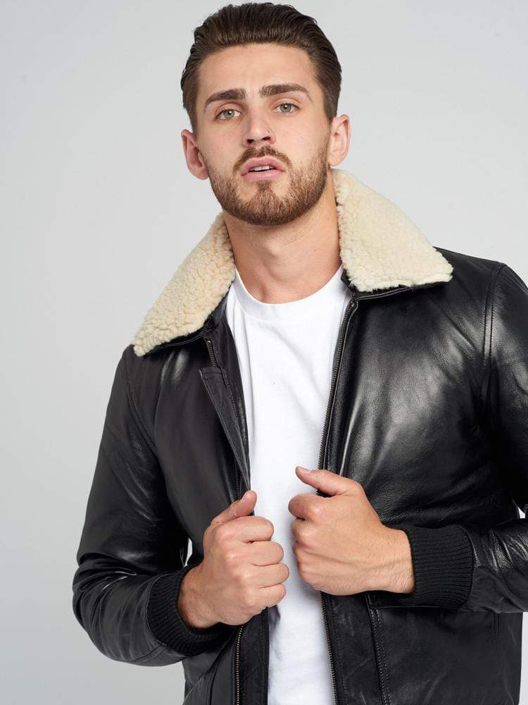 LEVI FUR COLLARED LEATHER JACKET