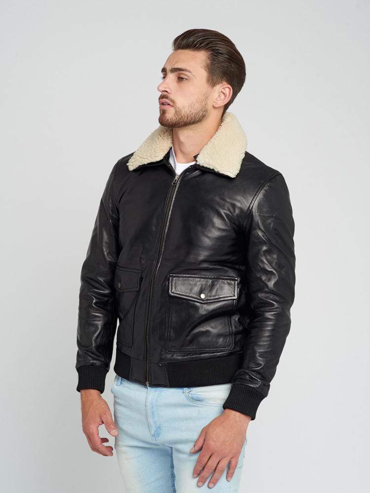 LEVI FUR COLLARED LEATHER JACKET