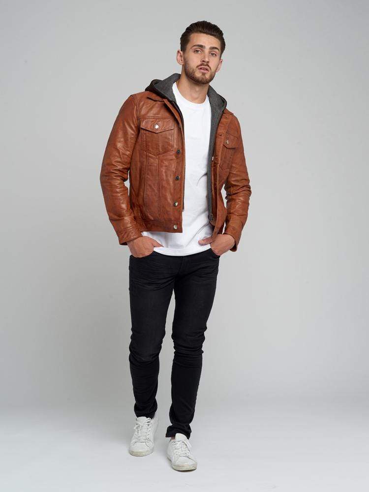 MATHEW REMOVABLE HOODED LEATHER JACKET