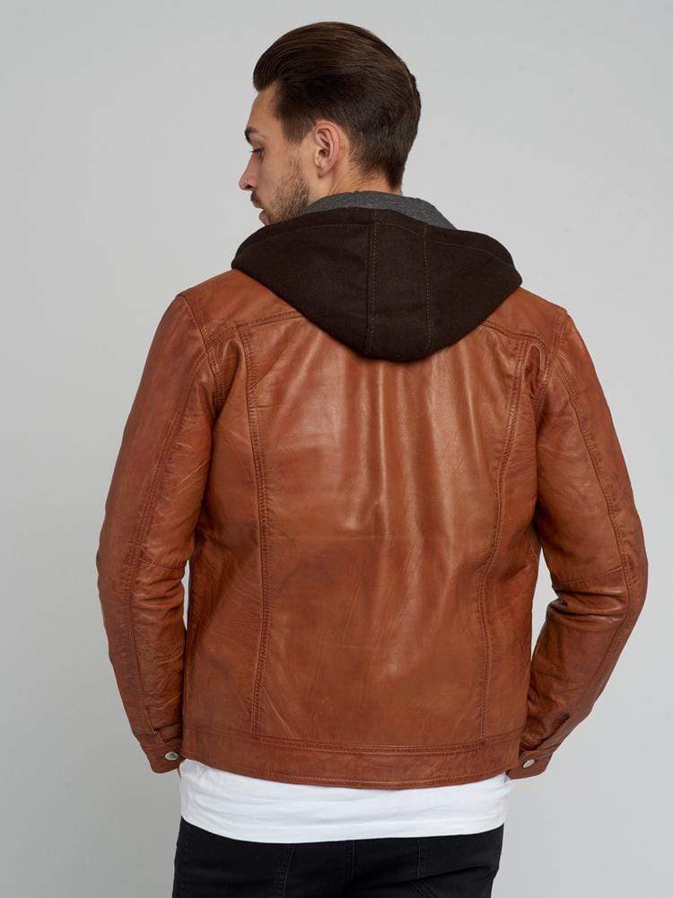 MATHEW REMOVABLE HOODED LEATHER JACKET