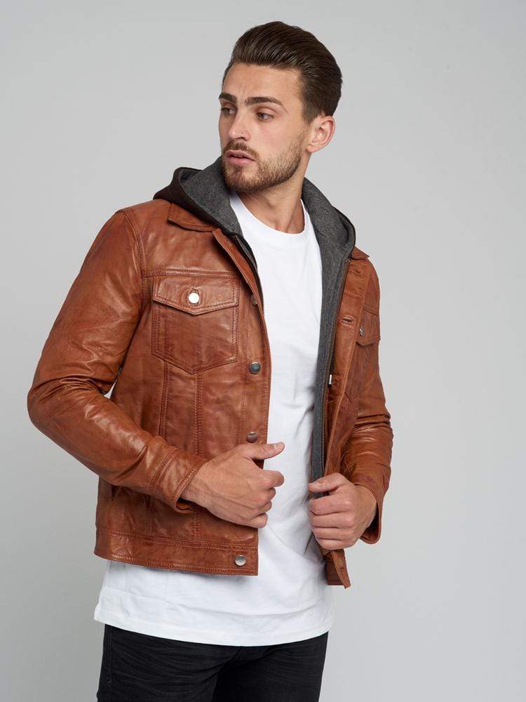 MATHEW REMOVABLE HOODED LEATHER JACKET