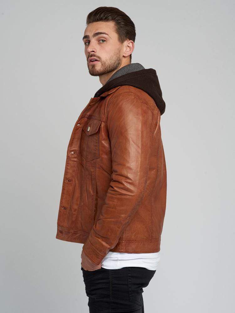 MATHEW REMOVABLE HOODED LEATHER JACKET