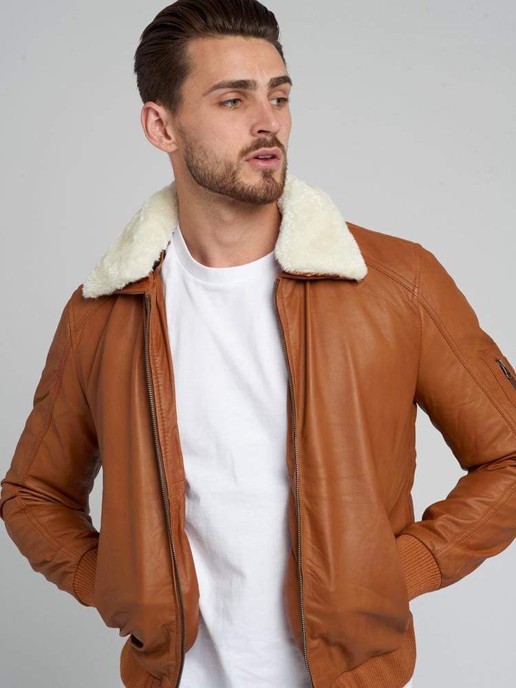 MITCHELL FUR COLLARED LEATHER JACKET