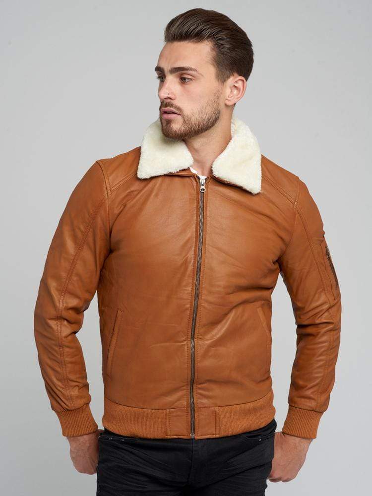 MITCHELL FUR COLLARED LEATHER JACKET