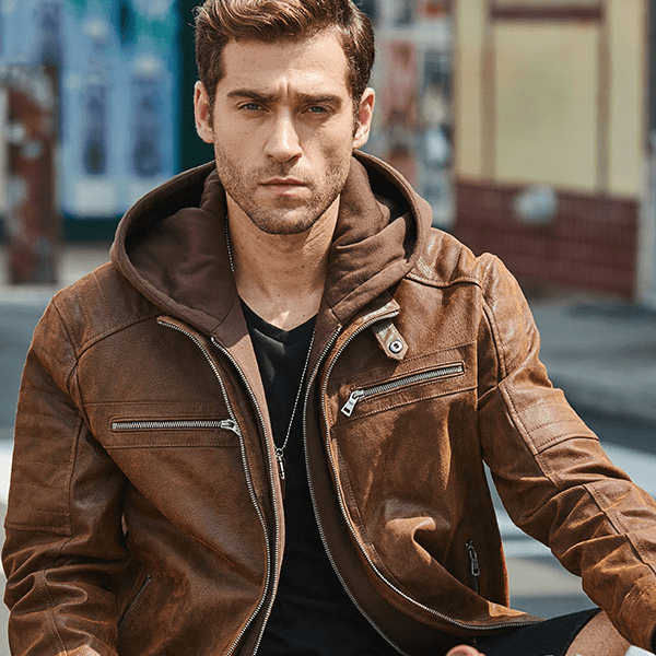 SUEDE CLASSY HOODED LEATHER JACKET