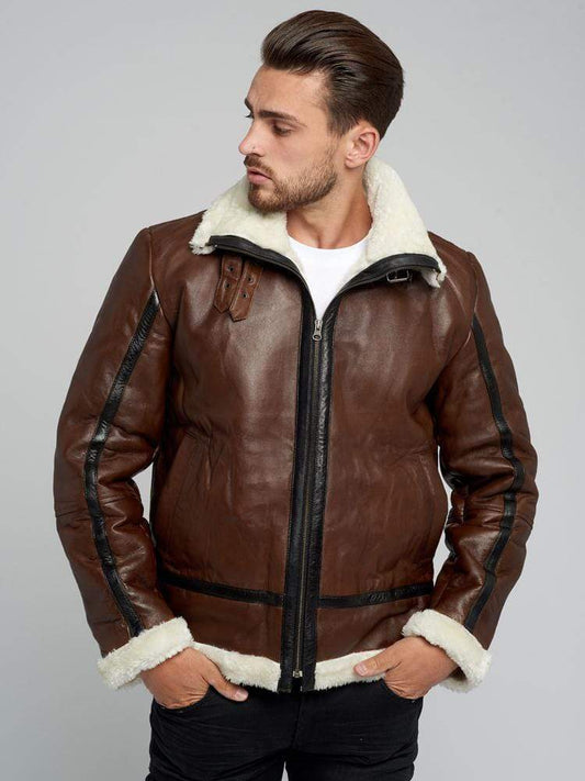 VICTOR BROWN FUR LEATHER JACKET