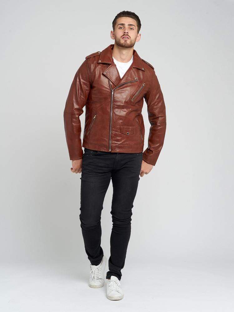 VINTAGE LEATHER BROWN BIKER JACKET