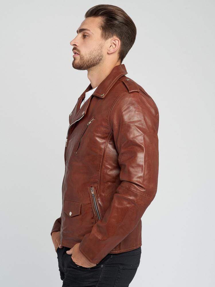 VINTAGE LEATHER BROWN BIKER JACKET