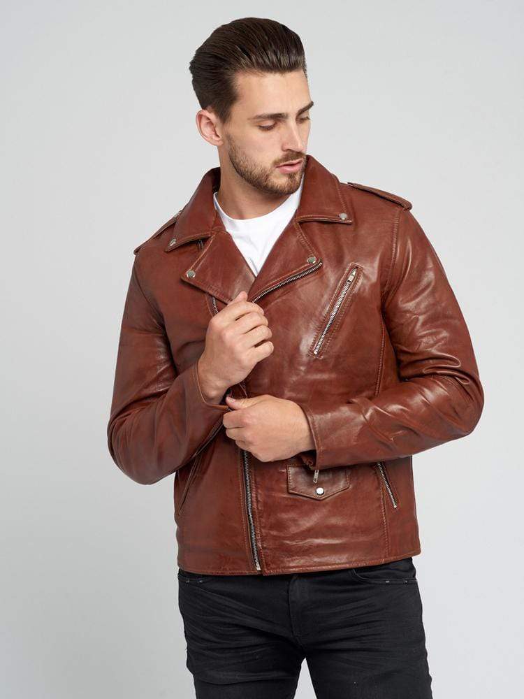 VINTAGE LEATHER BROWN BIKER JACKET