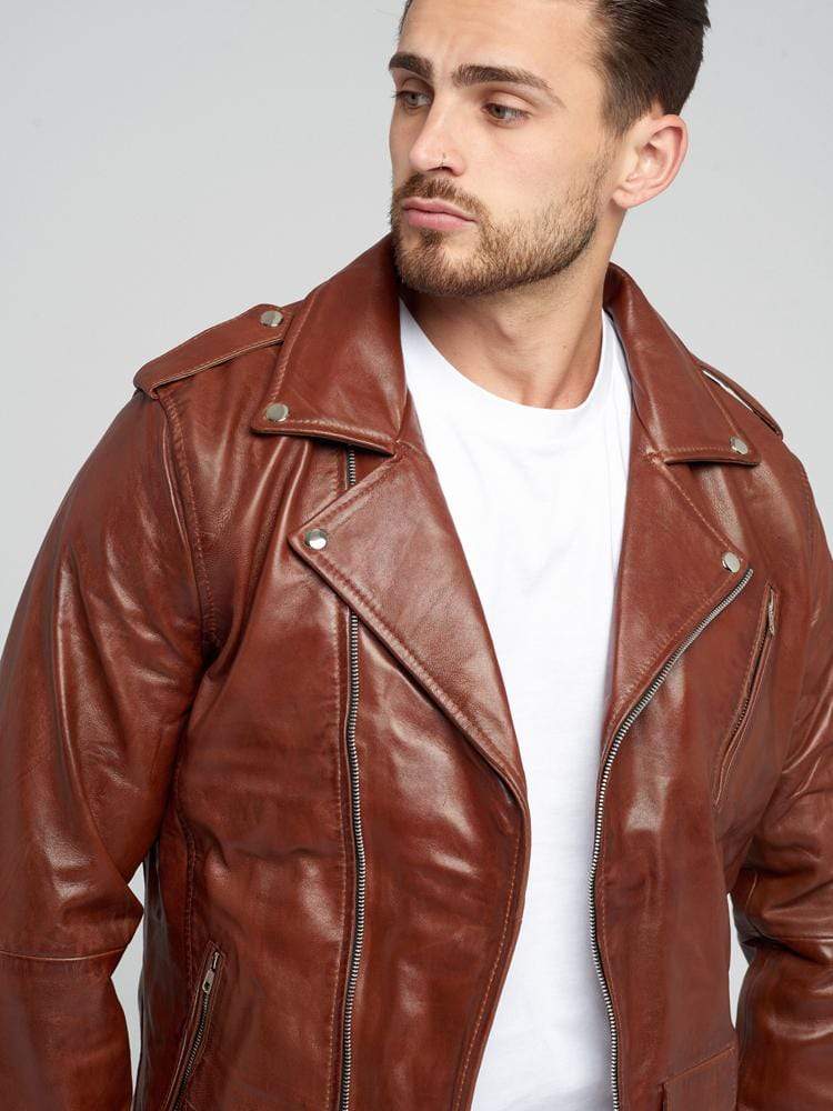 VINTAGE LEATHER BROWN BIKER JACKET