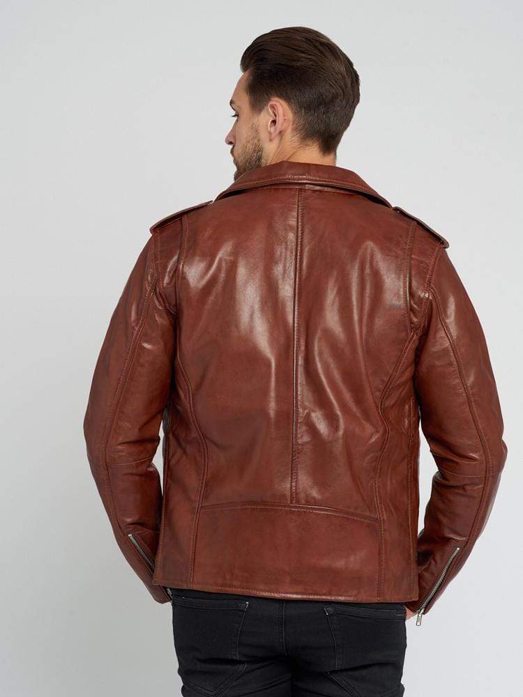 VINTAGE LEATHER BROWN BIKER JACKET