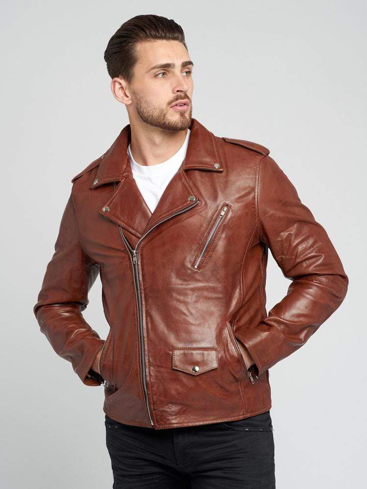 VINTAGE LEATHER BROWN BIKER JACKET